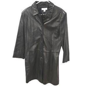 Casual Corner Sz Large Black Leather Coat